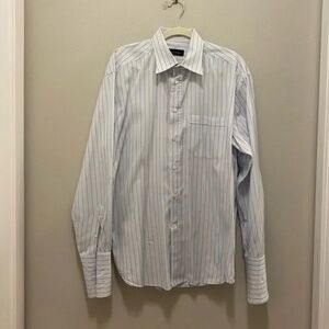 CANALI blue striped shirt with French cuffs